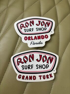 Ron Jon Surf Shop Sticker Set - White & Red NWT (2)